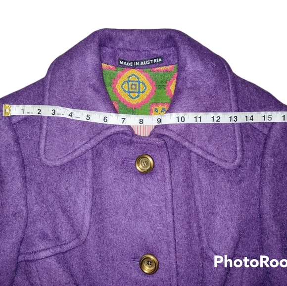 💜1960's-1970's Vintage Purple Wool Belted Coat - Picture 11 of 15